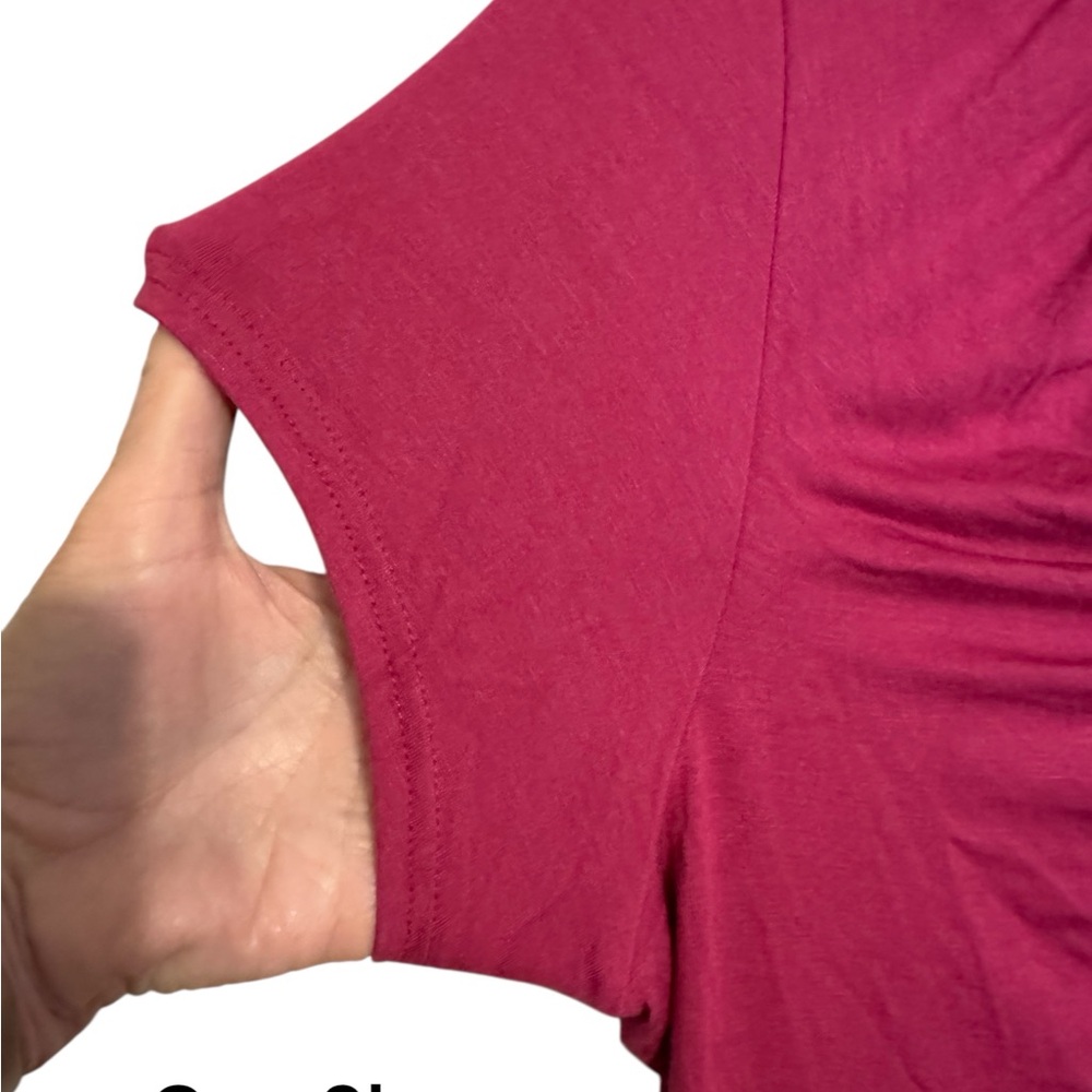 NWT  Willi Smith Pink Ruched Short Sleeve Top  XL    #O - Picture 4 of 8